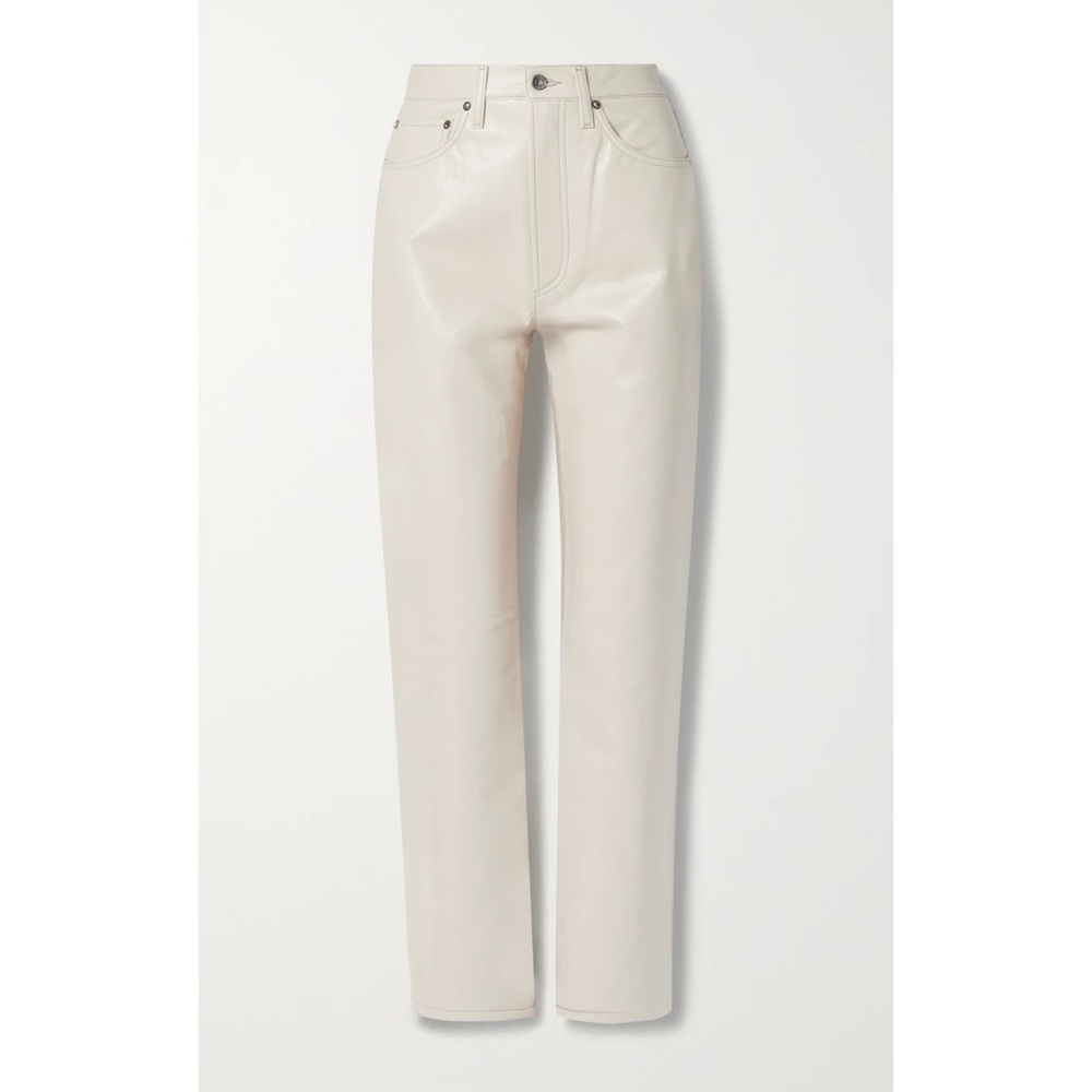 Agolde Recycled Leather-Blend Straight-Leg Pants In White Size 25